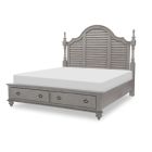 Kingston Louvered Poster Bed W. Storage Fb in Sandalwood Brown/Tweed Gray