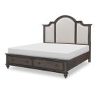 Kingston Upholstered Panel Bed W. Storage Fb in Dark Sable