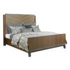 Ad Modern Synergy Chevron Maple King Bed in Ambrosia Maple/Rolled Steel