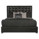 Bernhardt Furniture Avery Leather Tufted Panel Bed  in Smoke