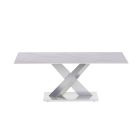 Chintaly Imports Jennifer Contemporary Sintered Stone Top Cocktail Table w/ Steel Base in Gloss White