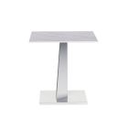 Chintaly Imports Jennifer Contemporary Sintered Stone Top Lamp Table w/ Steel Base in Gloss White