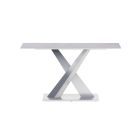 Chintaly Imports Jennifer Contemporary Sintered Stone Top Sofa Table w/ Steel Base in Gloss White
