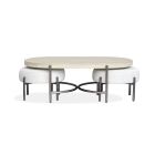 Magnussen Jennings Oval Cocktail Table w/2 Ottomans (Uph. Seat) in Edgecomb Grey/Weathered Antique Nickel