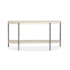 Magnussen Jennings Demilune Sofa Table in Edgecomb Grey/Weathered Antique Nickel