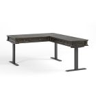 Kingston Traditional Adjustable Height Standing L-Desk in Dark Brown