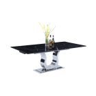 Chintaly Imports Nadia Contemporary Marble Top Extendable Dining Table in Black Marquina