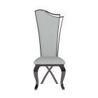 Chintaly Imports Nadia Contemporary Tall-Back Side Chair w/ Cabriole Legs in Gray