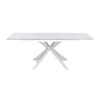 Chintaly Imports Nala Dining Table w/ Ceramic Top & Pop-up Extension in Gloss Gray
