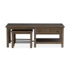 Magnussen Smithton Rectangular Cocktail Table w/2 Stools in Homestead Brown/Vintage Bronze