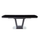 Chintaly Imports Suri Contemporary Butterfly-Extendable Black Glass Dining Table in Black