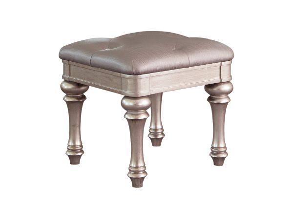Bling Game Upholstered Vanity Stool Metallic Platinum