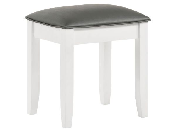 Barzini Upholstered Vanity Stool Metallic and White