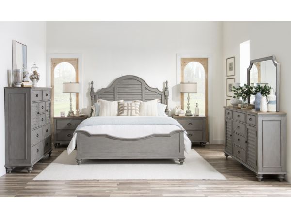 Kingston Louvered Poster Bedroom Set - Sandalwood Brown/Tweed Gray