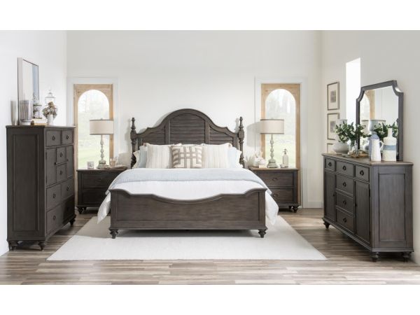 Kingston Louvered Poster Bedroom Set - Dark Sable