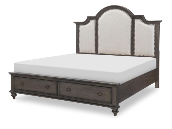 Kingston Upholstered Panel Bed W. Storage Fb in Dark Sable