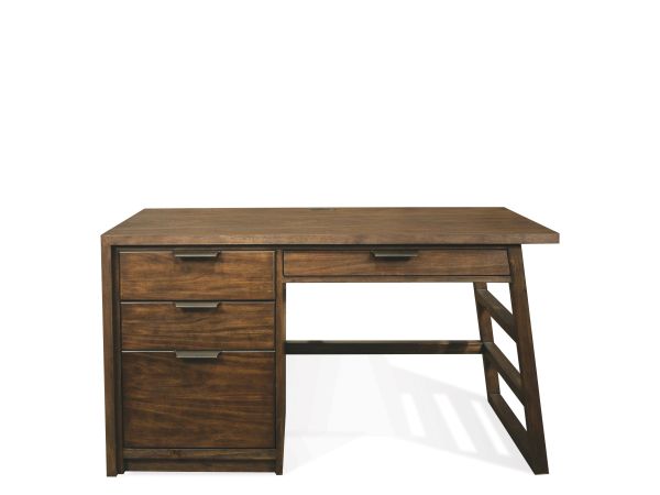 Perspectives Single Pedestal Desk in Brushed Acacia