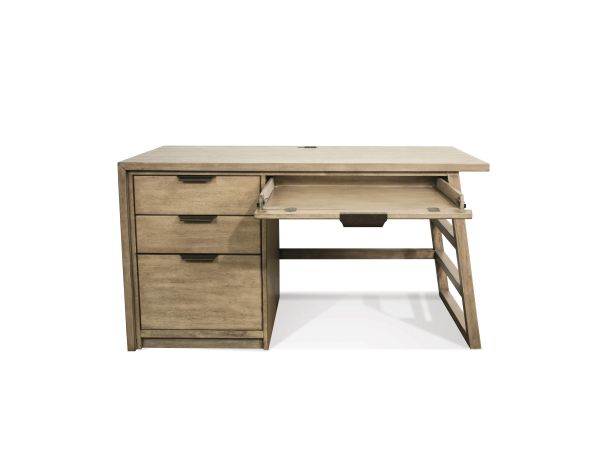 Perspectives Single Pedestal Desk in Sun-drenched Acacia