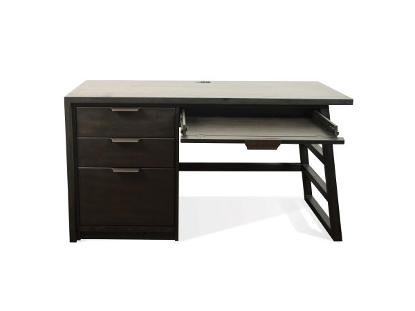 Perspectives Single Pedestal Desk in Ebonized Acacia