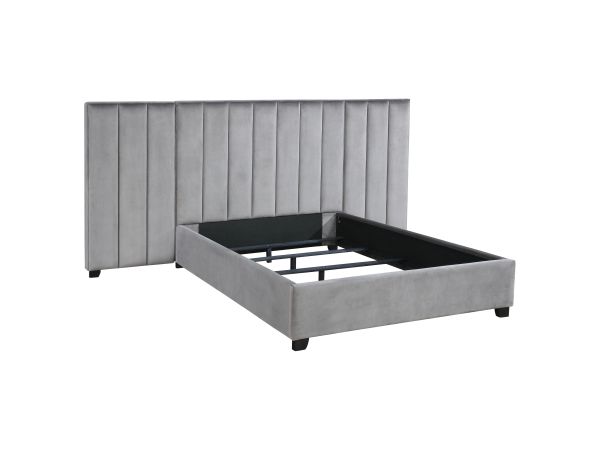 Arles Upholstered Bedroom Set Grey with Side Panels