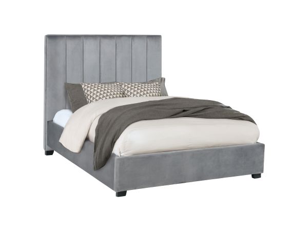 Arles  Vertical Channeled Tufted Bed Grey