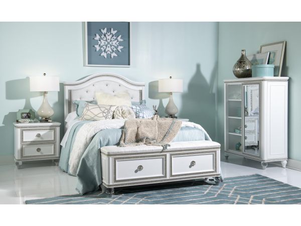 OMG Upholstered Bed W/ Footboard Storage Bench Bedroom Set