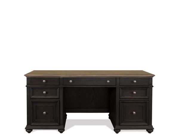 Regency Credenza Desk in Antique Oak/matte Black
