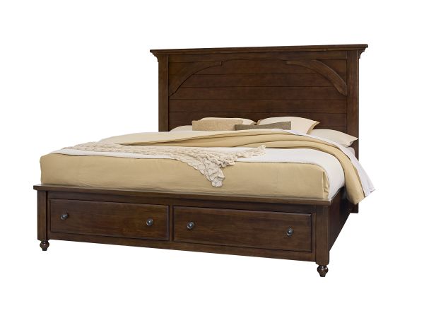 Vaughan-Bassett Vista Mansion Storage Bed in Warm Cherry 