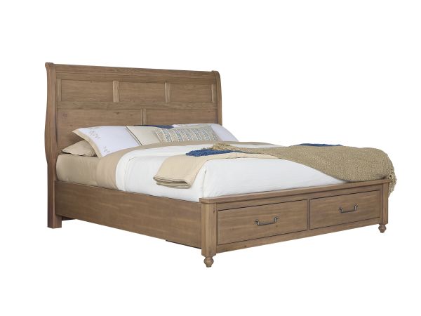 Vaughan-Bassett Vista Sleigh Storage Bed in Natural Oak 