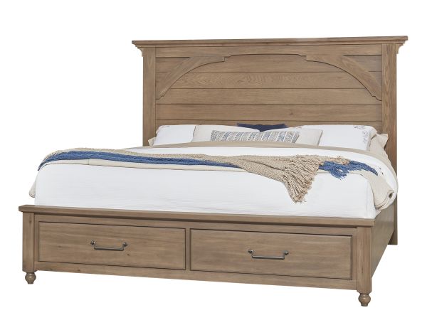 Vaughan-Bassett Vista Mansion Storage Bed in Natural Oak 