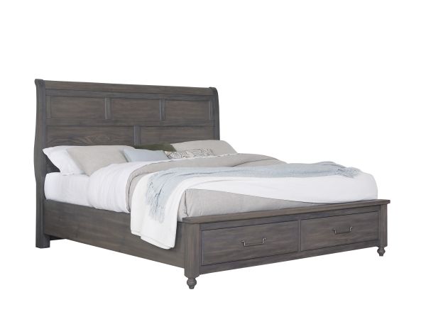 Vaughan-Bassett Vista Sleigh Storage Bed in Grey Oak 