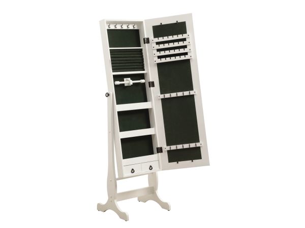 Batista Jewelry Cheval Mirror with Drawers White