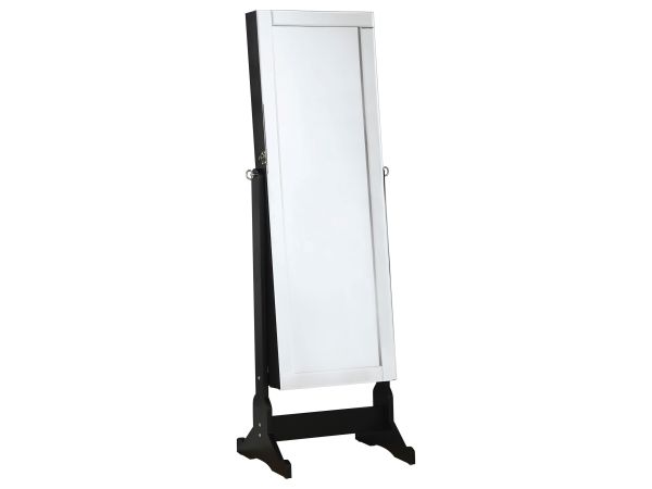 Cortez Storage Jewelry Cheval Mirror Black