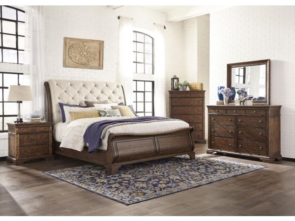 Trisha Yearwood Home Dottie Upholstered Sleigh Bedroom Set