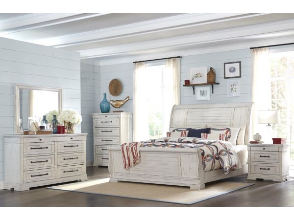 Coming Home Sleigh Bedroom Set - Chalk