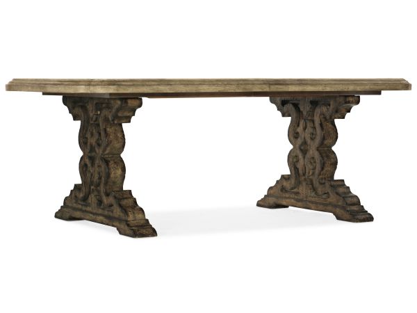 Hooker Furniture La Grange Le Vieux 86in Double Pedestal Table with 2-18in Leaves in Flemish