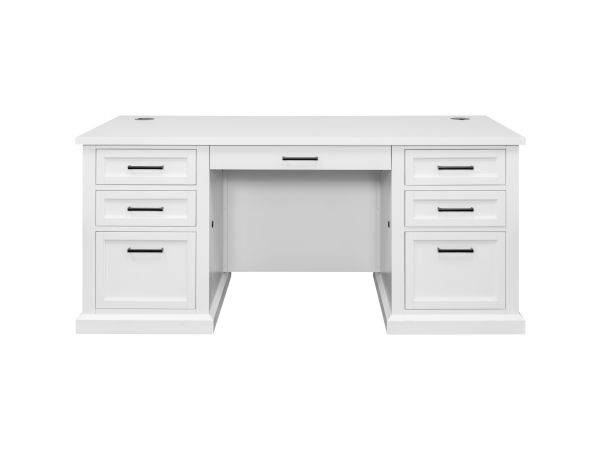 Abby Modern 68″ W Double Pedestal Desk in White