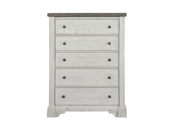 Samuel Lawrence Valley Ridge 5 Drawer Chest in Distressed White Finish