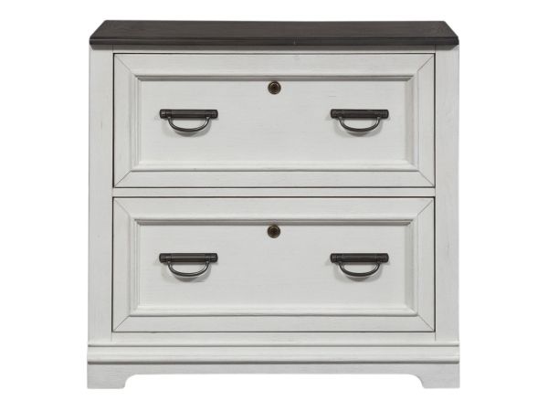 Liberty Furniture Allyson Park Bunching Lateral File Cabinet in Wirebrushed White w/ Charcoal Tops