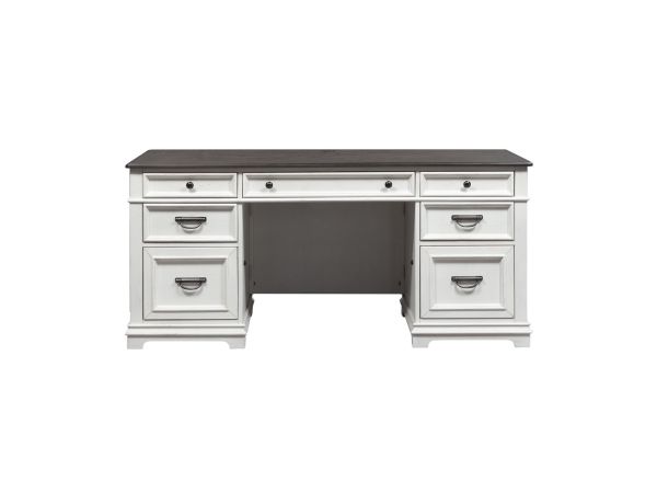 Liberty Furniture Allyson Park Desk in Wirebrushed White w/ Charcoal Tops
