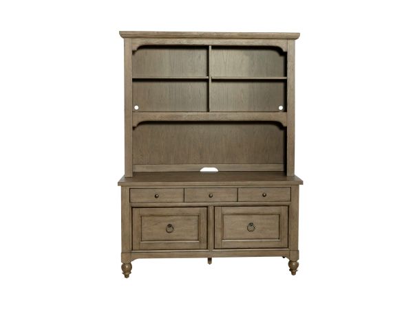 Liberty Furniture Americana Farmhouse Credenza & Hutch in Dusty Taupe