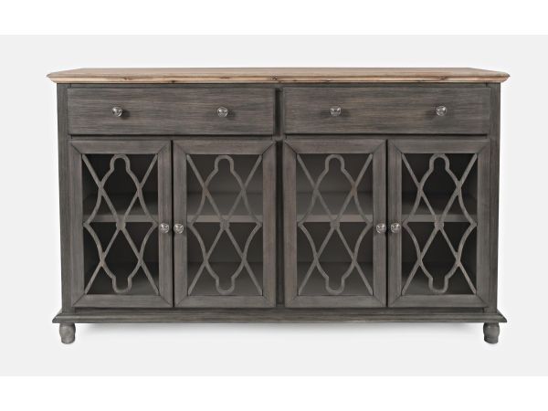 Aurora Hills 4 Door Accent Cabinet in Brushed Grey
