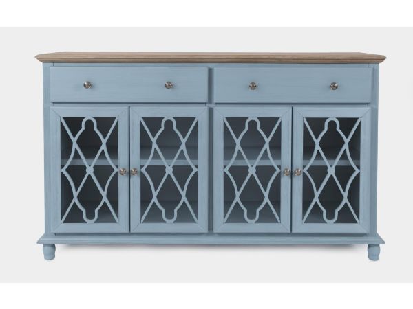 Aurora Hills 4 Door Accent Cabinet in Brushed Blue