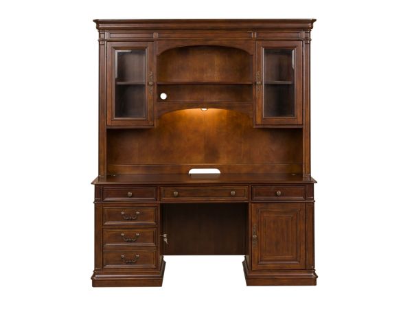 Liberty Furniture Brayton Manor Jr Executive Credenza Set in Cognac