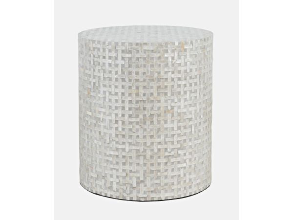 Capri Small Accent Table in Grey Basket Weave