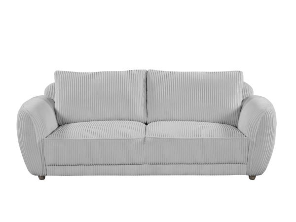 Chintaly Imports Charleston Modern Sofa w/ Channel Pattern & Wooden Legs in Gray