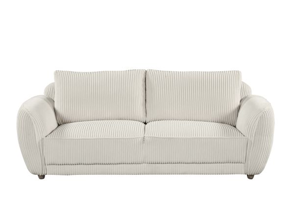 Chintaly Imports Charleston Modern Sofa w/ Vertical Channel Pattern & Wooden Legs in Beige