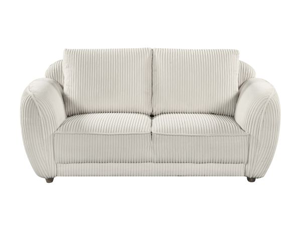 Chintaly Imports Charleston Modern Loveseat w/ Channel Pattern & Wooden Legs in Beige