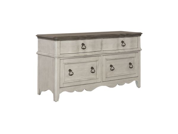 Liberty Furniture Chesapeake Credenza in Wirebrushed Antique White