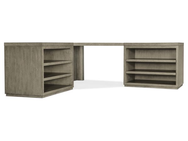 Hooker Furniture Linville Falls Corner Desk with Two Open Desk Cabinets in Mink